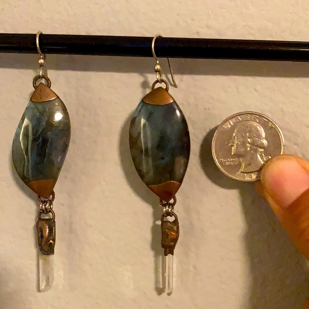 Free People Copper, Crystal Quartz, And Labradorite Dangle Earrings - Picture 9 of 11